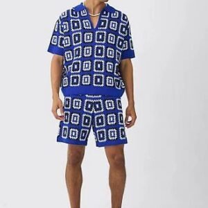 Blue and White Patterned Outfit