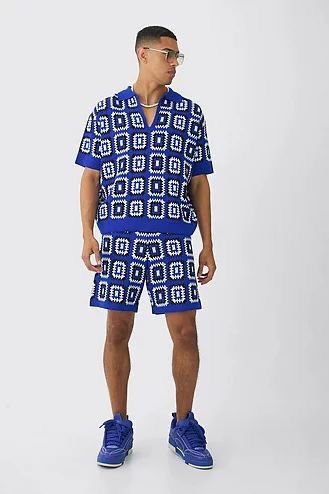 Blue and White Patterned Outfit